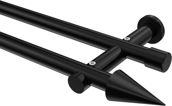 Gardinenstange Metall 20 mm Ø 2-läufig PLATON - Savio Schwarz (ohne Ringe) 100 cm