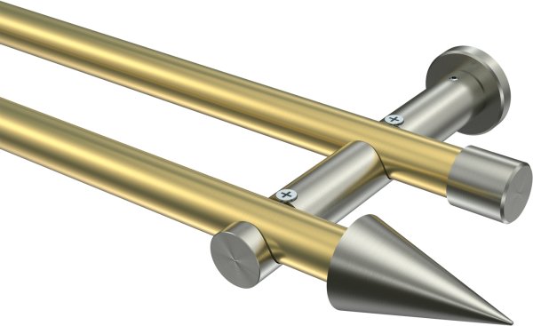 Gardinenstange Messing-Optik / Edelstahl-Optik 20 mm Ø 2-läufig PLATON - Savio (ohne Ringe) 100 cm
