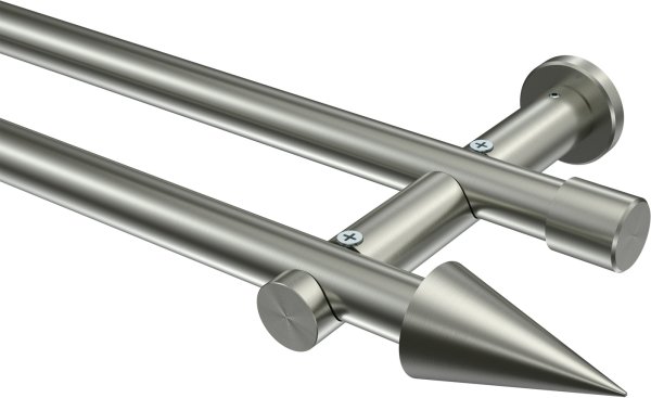 Gardinenstange Edelstahl-Optik 20 mm Ø 2-läufig PLATON - Savio (ohne Ringe) 100 cm