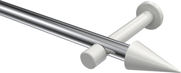 Gardinenstange Metall 20 mm Ø PRESTIGE - Savio Chrom / Weiß (ohne Ringe) 100 cm