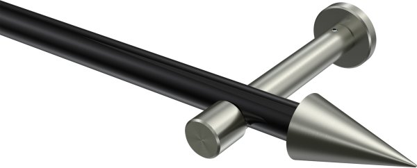 Gardinenstange Metall 20 mm Ø PRESTIGE - Savio Schwarz / Edelstahl-Optik (ohne Ringe) 100 cm