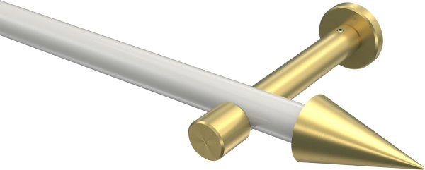 Gardinenstange Metall 20 mm Ø PRESTIGE - Savio Weiß / Messing-Optik (ohne Ringe) 100 cm