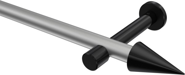 Gardinenstange Metall 20 mm Ø PRESTIGE - Savio Silbergrau / Schwarz (ohne Ringe) 100 cm