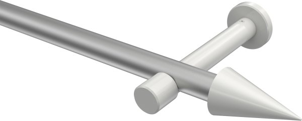 Gardinenstange Metall 20 mm Ø PRESTIGE - Savio Silbergrau / Weiß (ohne Ringe) 100 cm