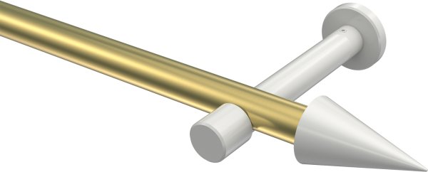 Gardinenstange Metall 20 mm Ø PRESTIGE - Savio Messing-Optik / Weiß (ohne Ringe) 100 cm