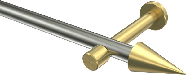 Gardinenstange Edelstahl-Optik / Messing-Optik 20 mm Ø PRESTIGE - Savio (ohne Ringe) 100 cm