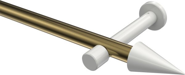 Gardinenstange Metall 20 mm Ø PRESTIGE - Savio Messing Antik / Weiß (ohne Ringe) 100 cm