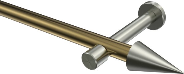 Gardinenstange Metall 20 mm Ø PRESTIGE - Savio Messing Antik / Edelstahl-Optik (ohne Ringe) 100 cm