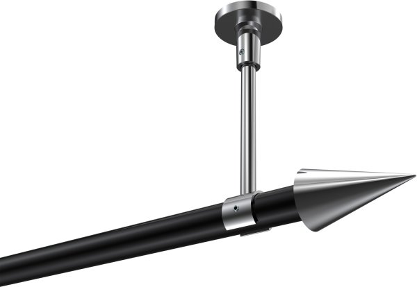 Gardinenstange Metall 20 mm Ø SONETTE - Savio Schwarz / Chrom (ohne Ringe) 420 cm (3 x 140 cm)
