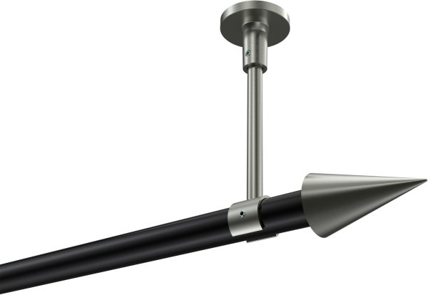 Gardinenstange Metall 20 mm Ø SONETTE - Savio Schwarz / Edelstahl-Optik (ohne Ringe) 100 cm