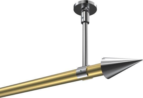 Gardinenstange Metall 20 mm Ø SONETTE - Savio Messing-Optik / Chrom (ohne Ringe) 420 cm (3 x 140 cm)
