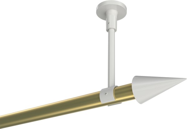 Gardinenstange Metall 20 mm Ø SONETTE - Savio Messing-Optik / Weiß (ohne Ringe) 100 cm