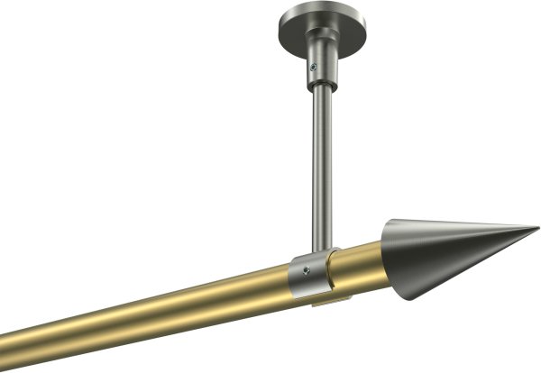 Gardinenstange Messing-Optik / Edelstahl-Optik 20 mm Ø SONETTE - Savio (ohne Ringe) 420 cm (3 x 140 cm)