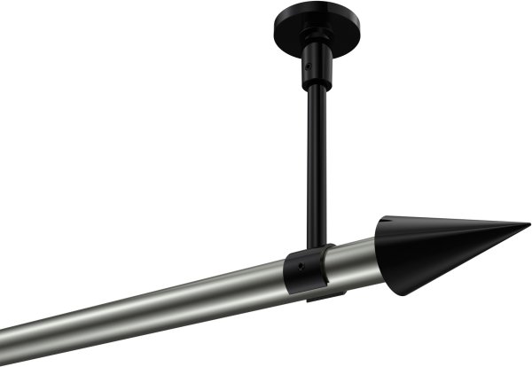 Gardinenstange Metall 20 mm Ø SONETTE - Savio Edelstahl-Optik / Schwarz (ohne Ringe) 420 cm (3 x 140 cm)