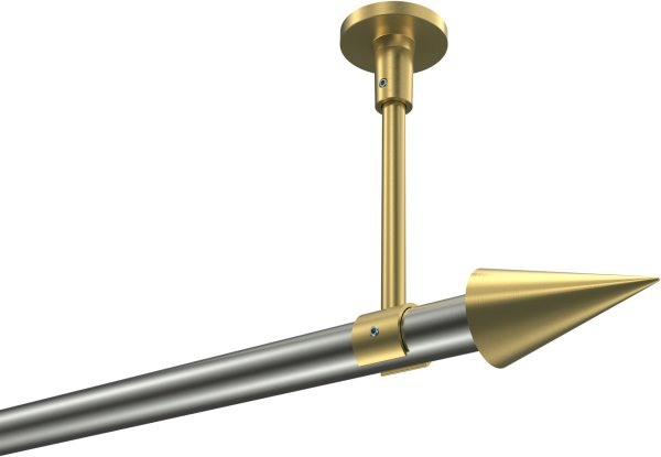 Gardinenstange Edelstahl-Optik / Messing-Optik 20 mm Ø SONETTE - Savio (ohne Ringe) 420 cm (3 x 140 cm)