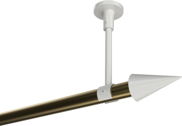 Gardinenstange Metall 20 mm Ø SONETTE - Savio Messing Antik / Weiß (ohne Ringe) 420 cm (3 x 140 cm)