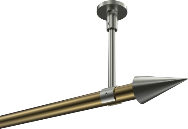 Gardinenstange Metall 20 mm Ø SONETTE - Savio Messing Antik / Edelstahl-Optik (ohne Ringe) 420 cm (3 x 140 cm)