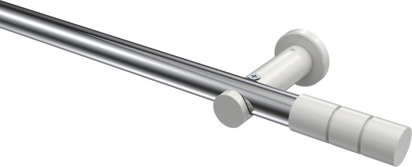 Gardinenstange Metall 20 mm Ø PLATON - Elanto Chrom / Weiß (ohne Ringe) 100 cm