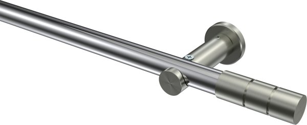 Gardinenstange Metall 20 mm Ø PLATON - Elanto Chrom / Edelstahl-Optik (ohne Ringe) 100 cm