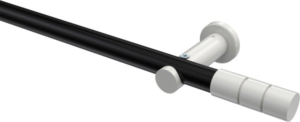Gardinenstange Metall 20 mm Ø PLATON - Elanto Schwarz / Weiß (ohne Ringe) 100 cm