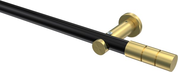 Gardinenstange Metall 20 mm Ø PLATON - Elanto Schwarz / Messing-Optik (ohne Ringe) 100 cm