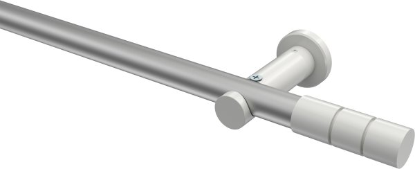 Gardinenstange Metall 20 mm Ø PLATON - Elanto Silbergrau / Weiß (ohne Ringe) 100 cm