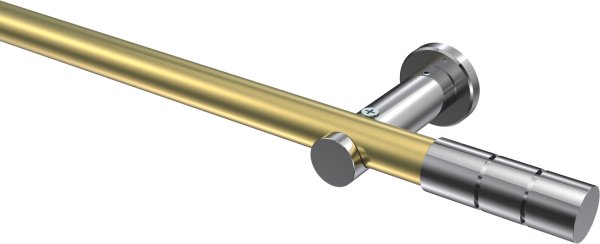 Gardinenstange Metall 20 mm Ø PLATON - Elanto Messing-Optik / Chrom (ohne Ringe) 100 cm