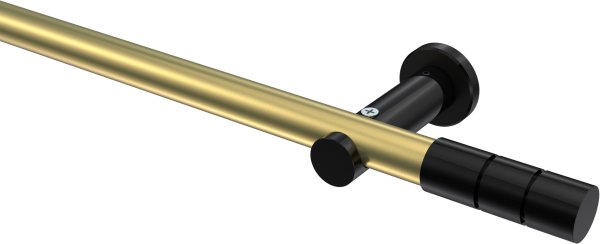 Gardinenstange Metall 20 mm Ø PLATON - Elanto Messing-Optik / Schwarz (ohne Ringe) 100 cm