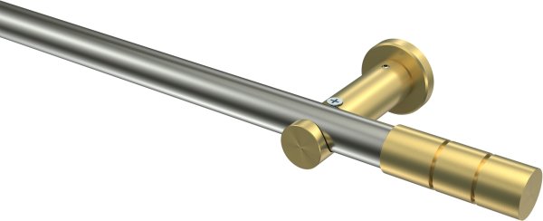 Gardinenstange Edelstahl-Optik / Messing-Optik 20 mm Ø PLATON - Elanto (ohne Ringe) 100 cm