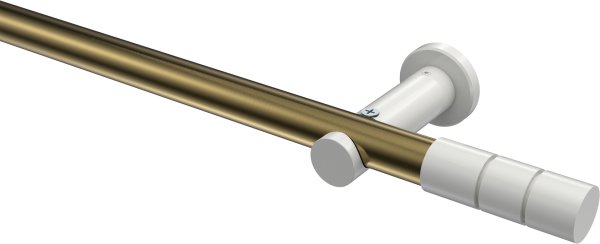 Gardinenstange Metall 20 mm Ø PLATON - Elanto Messing Antik / Weiß (ohne Ringe) 100 cm