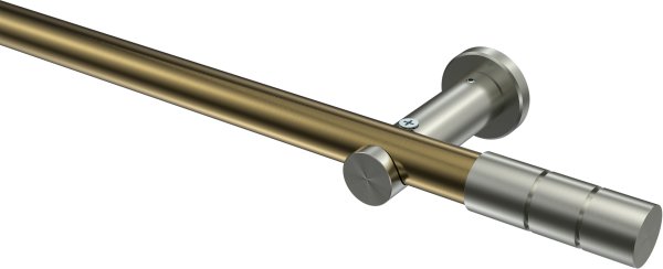 Gardinenstange Metall 20 mm Ø PLATON - Elanto Messing Antik / Edelstahl-Optik (ohne Ringe) 100 cm