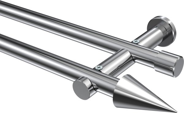Gardinenstange Metall 20 mm Ø 2-läufig PLATON - Elanto Chrom (ohne Ringe) 100 cm