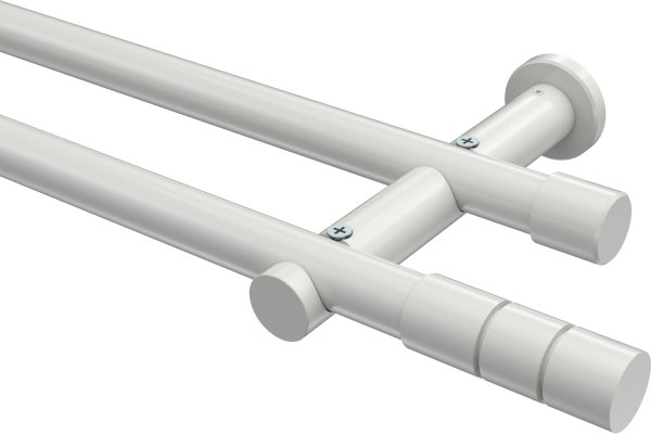 Gardinenstange Metall 20 mm Ø 2-läufig PLATON - Elanto Weiß (ohne Ringe) 100 cm