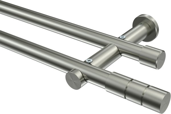Gardinenstange Edelstahl-Optik 20 mm Ø 2-läufig PLATON - Elanto (ohne Ringe) 100 cm