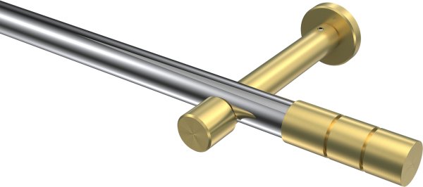 Gardinenstange Metall 20 mm Ø PRESTIGE - Elanto Chrom / Messing-Optik (ohne Ringe) 100 cm