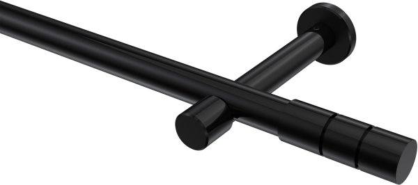 Gardinenstange Metall 20 mm Ø PRESTIGE - Elanto Schwarz (ohne Ringe) 100 cm