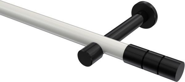 Gardinenstange Metall 20 mm Ø PRESTIGE - Elanto Weiß / Schwarz (ohne Ringe) 100 cm