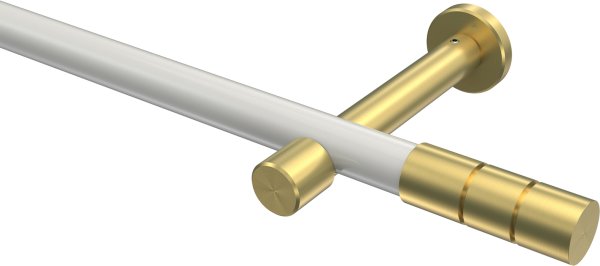 Gardinenstange Metall 20 mm Ø PRESTIGE - Elanto Weiß / Messing-Optik (ohne Ringe) 100 cm