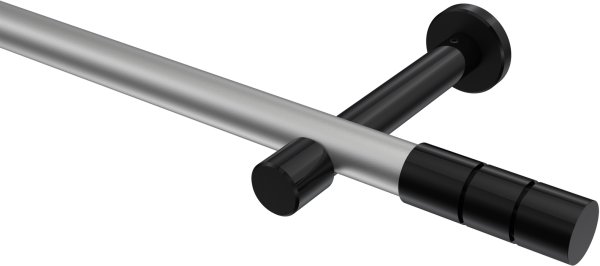 Gardinenstange Metall 20 mm Ø PRESTIGE - Elanto Silbergrau / Schwarz (ohne Ringe) 100 cm