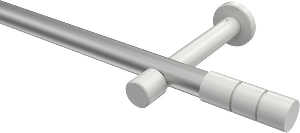 Gardinenstange Metall 20 mm Ø PRESTIGE - Elanto Silbergrau / Weiß (ohne Ringe) 100 cm