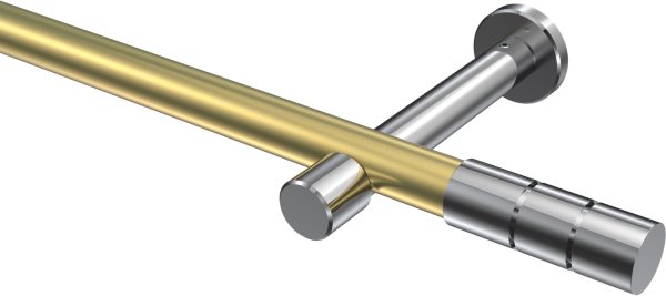Gardinenstange Metall 20 mm Ø PRESTIGE - Elanto Messing-Optik / Chrom (ohne Ringe) 100 cm