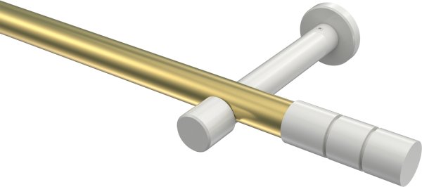 Gardinenstange Metall 20 mm Ø PRESTIGE - Elanto Messing-Optik / Weiß (ohne Ringe) 100 cm