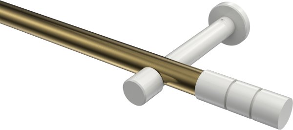 Gardinenstange Metall 20 mm Ø PRESTIGE - Elanto Messing Antik / Weiß (ohne Ringe) 100 cm