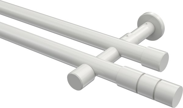 Gardinenstange Metall 20 mm Ø 2-läufig PRESTIGE - Elanto Weiß (ohne Ringe) 100 cm