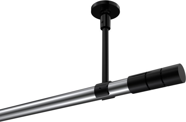 Gardinenstange Metall 20 mm Ø SONETTE - Elanto Chrom / Schwarz (ohne Ringe) 420 cm (3 x 140 cm)