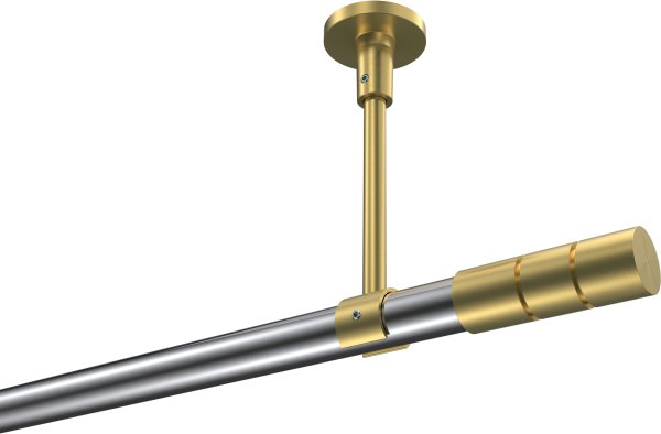 Gardinenstange Metall 20 mm Ø SONETTE - Elanto Chrom / Messing-Optik (ohne Ringe) 420 cm (3 x 140 cm)