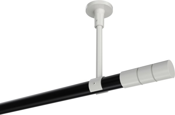 Gardinenstange Metall 20 mm Ø SONETTE - Elanto Schwarz / Weiß (ohne Ringe) 420 cm (3 x 140 cm)