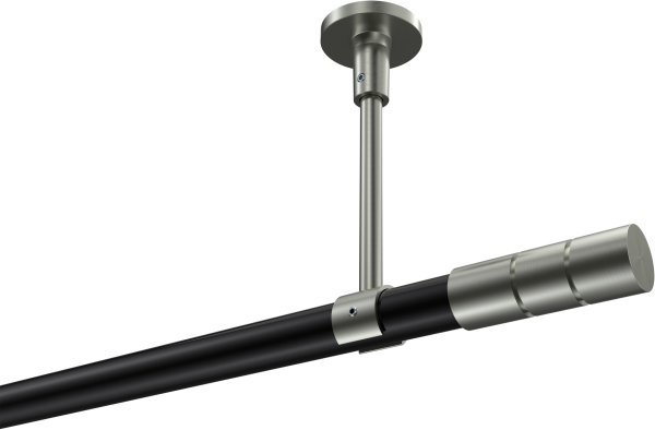 Gardinenstange Metall 20 mm Ø SONETTE - Elanto Schwarz / Edelstahl-Optik (ohne Ringe) 420 cm (3 x 140 cm)