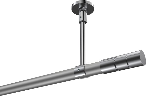 Gardinenstange Metall 20 mm Ø SONETTE - Elanto Silbergrau / Chrom (ohne Ringe) 420 cm (3 x 140 cm)