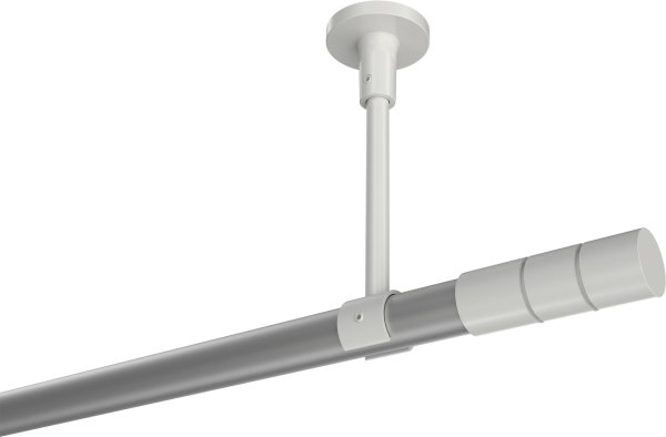 Gardinenstange Metall 20 mm Ø SONETTE - Elanto Silbergrau / Weiß (ohne Ringe) 420 cm (3 x 140 cm)